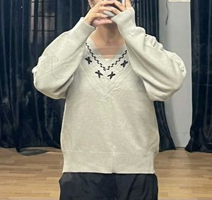 Oversized V-Neck Knit Sweater.