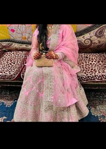 Pink &amp; Gold Embroidered Lehenga
