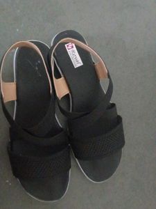 Black Knit Slingback Sandals