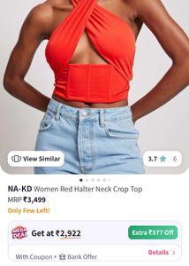 Red Crop Halter Corset Top