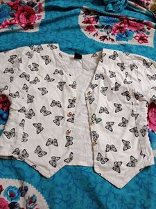 White Butterfly Cropped Jacket
