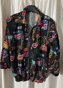 Tokyo Neon Print Windbreaker Jacket