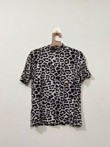Animal Print High Neck Top