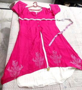 Pink pure cotton thread work kurti 💓