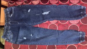 Distressed Denim Joggers