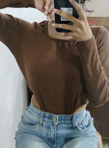 Brown Long Sleeve Top