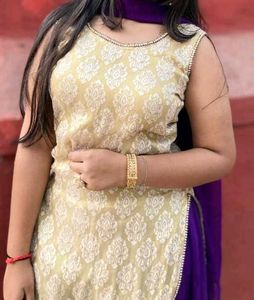 Elegant Purple &amp; Gold Kurta Set