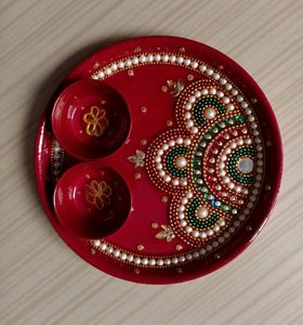 Stainless Steel Handcrafted Decorated Pooja Thali