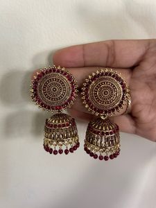 Red Stones jhumki