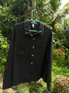 Black Oversized Denim Shirt
