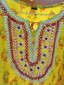 Yellow Printed Kaftan