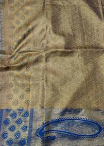 Gold &amp; Blue Kanjivaram Silk Saree