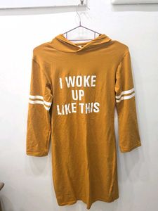 Mustard Graphic Mini Dress