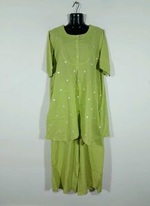 Fluorescent Green Kurta Set For Women's