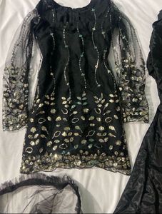 Black And Gold Sharara Set