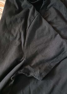 Black V-Neck Tie Detail Top