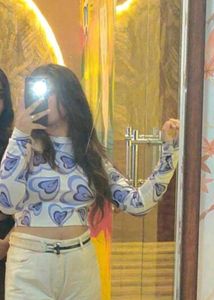 Heart Print Crop Top (Lavender)