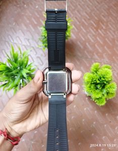 Apl Logo Black Trandy Digital Watch For Unisex