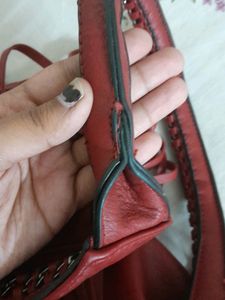 Vieta Red Leather Fringe Bag