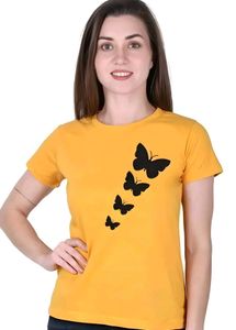 Butterfly Print Yellow Tee