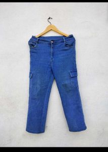 Blue Denim Cargo Pants