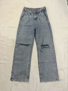 Straight Leg Ripped Jeans