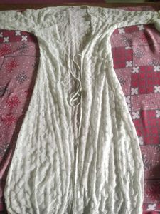3 Peice White Embroidered Anarkali Suit