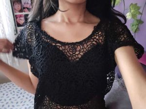 Black Crochet Style Top