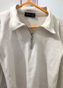 Ribbed Full Sleeves White Top Wore Only Twice