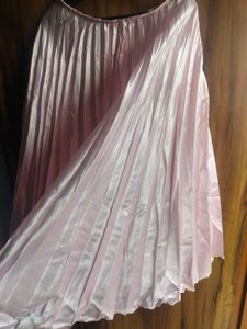 Pink Pleated Midi Skirt