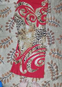 Red &amp; Animal Print Kurta Set