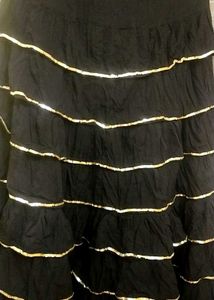 Black &amp; Gold Tiered Midi Skirt