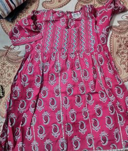 Girls&#39; Pink Printed Kurta Set
