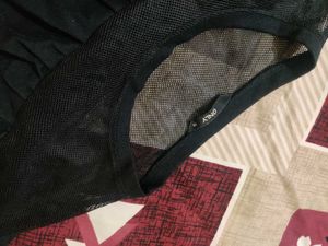 Ruffled Black Long Sleeve Top