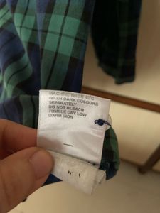 BARE DENIM Blue Checked Cotton Shirt