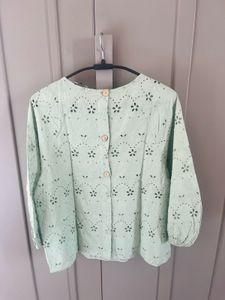Zara Mint Green Eyelet Blouse