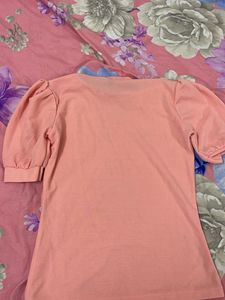 Cute Peach Puff Sleeve Top
