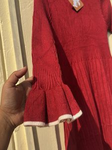Chic Red Knit Mini Dress
