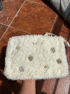 White Fur Sling Bag