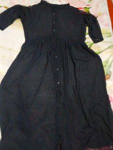 (1062)Vintage Black Button-Down Dress