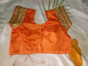 Orange & Gold Sari Blouse