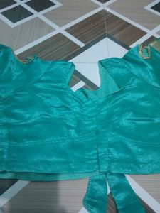 Teal &amp; Gold Embellished Blouse