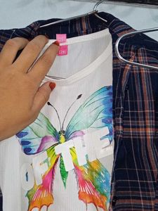 3 years old peach blu girl shirt lower co ord  set