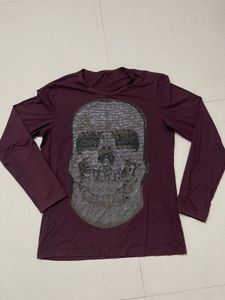 Maroon Skull Long Sleeve Shirt