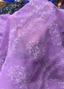 Lavender Lakhnavi/chikankari Saree