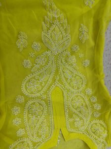 Yellow Embroidered Kurta With Free Matching Inner