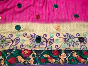Riboon Handwork Saree With Designer Blouse