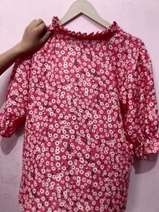Casual Baloon Sleeve Printed Women Top