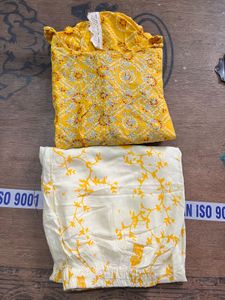 Yellow Printed Kurta Set