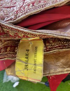 Red &amp; Gold Embroidered Lehenga